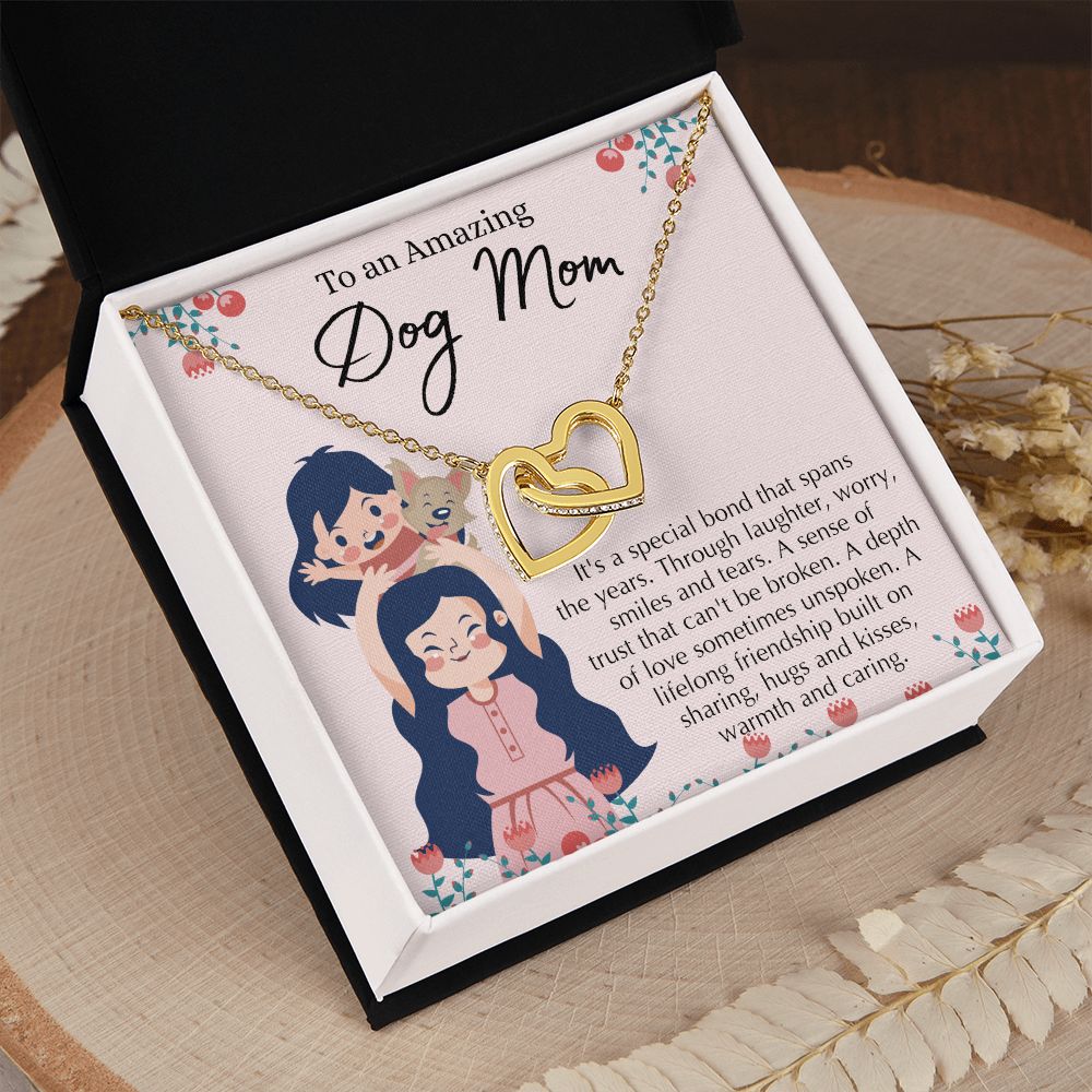Love Knot Necklace, Dog Mom Gift For Mother's Day, Dog Mom Necklace For Women, Dog Mama Sentimental Gift, Dog Lover Gifts For Her, Unique Interlocking Hearts Necklace