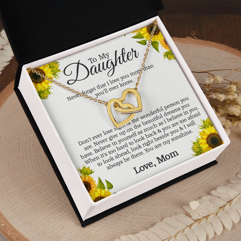 Mother Daughter Gift Ideas, To My Daughter Gift Necklace from Mom, Jewelry Pendant Present for Daughter, Birthday Christmas Gift Graduation Gifts for Daughters, Mother and Daughter Necklace 2132 Interlocking Hearts Necklace