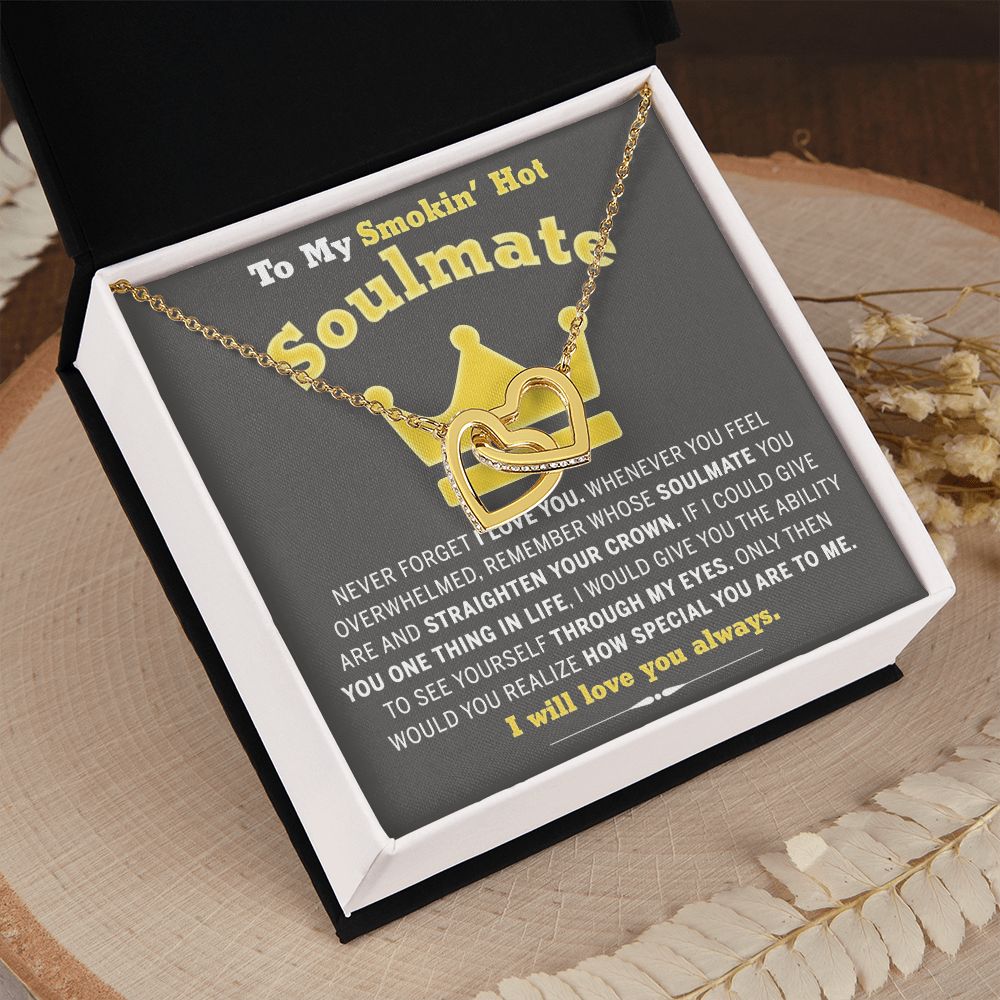 To My Soulmate Necklace for Women Birthday Valentines Day Jewelry Gifts For My Wife with Message Card Box Personalized Gift Present Pendant for Future Wife Soulmate Girlfriend Love 8 Interlocking Hearts Necklace