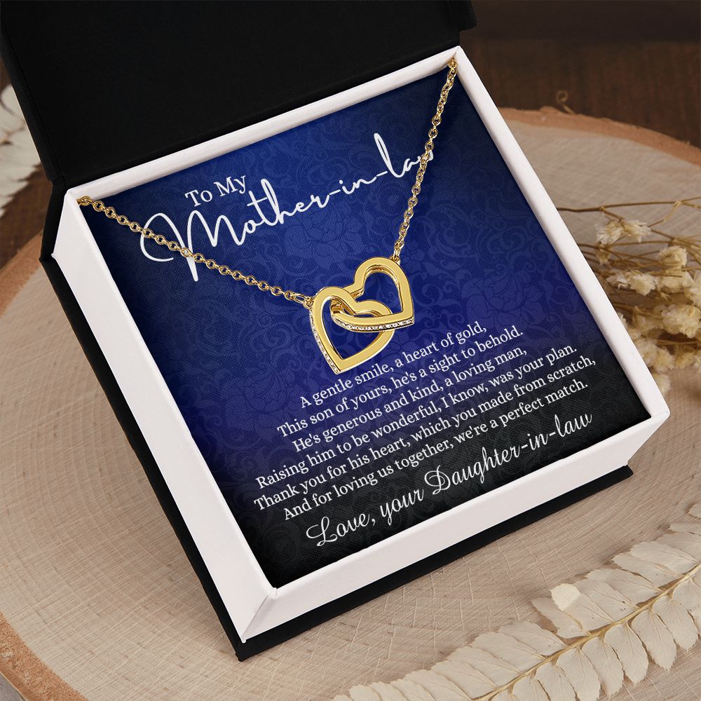 To My Mother in Law Necklace, Mother in Law Gift, Necklace for Mother in Law Jewelry Gift to My Mother-in-law on Wedding Day Mother's day gift for Mother in Law Birthday gift Interlocking Hearts Necklace