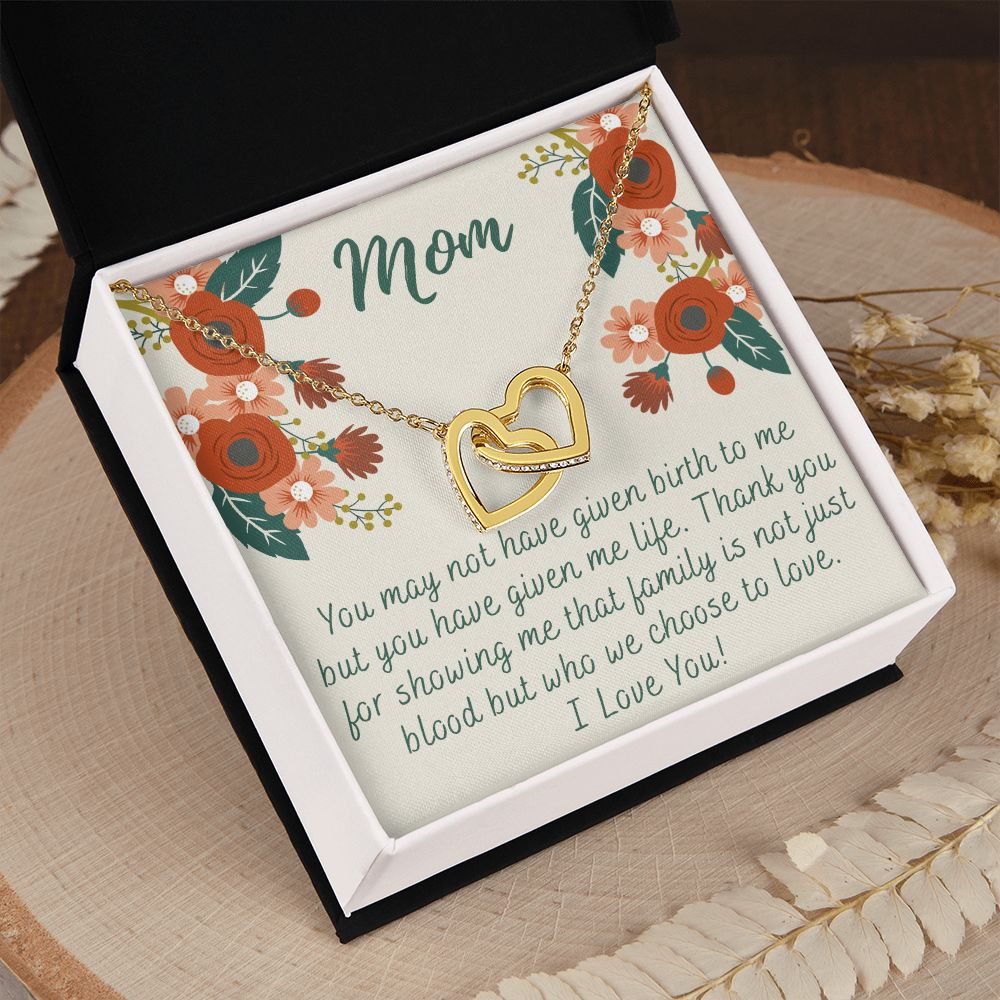 To My Mom Love Knot Necklace Gift for Stepmom Birthday Present Idea for Mother Interlocking Hearts Necklace