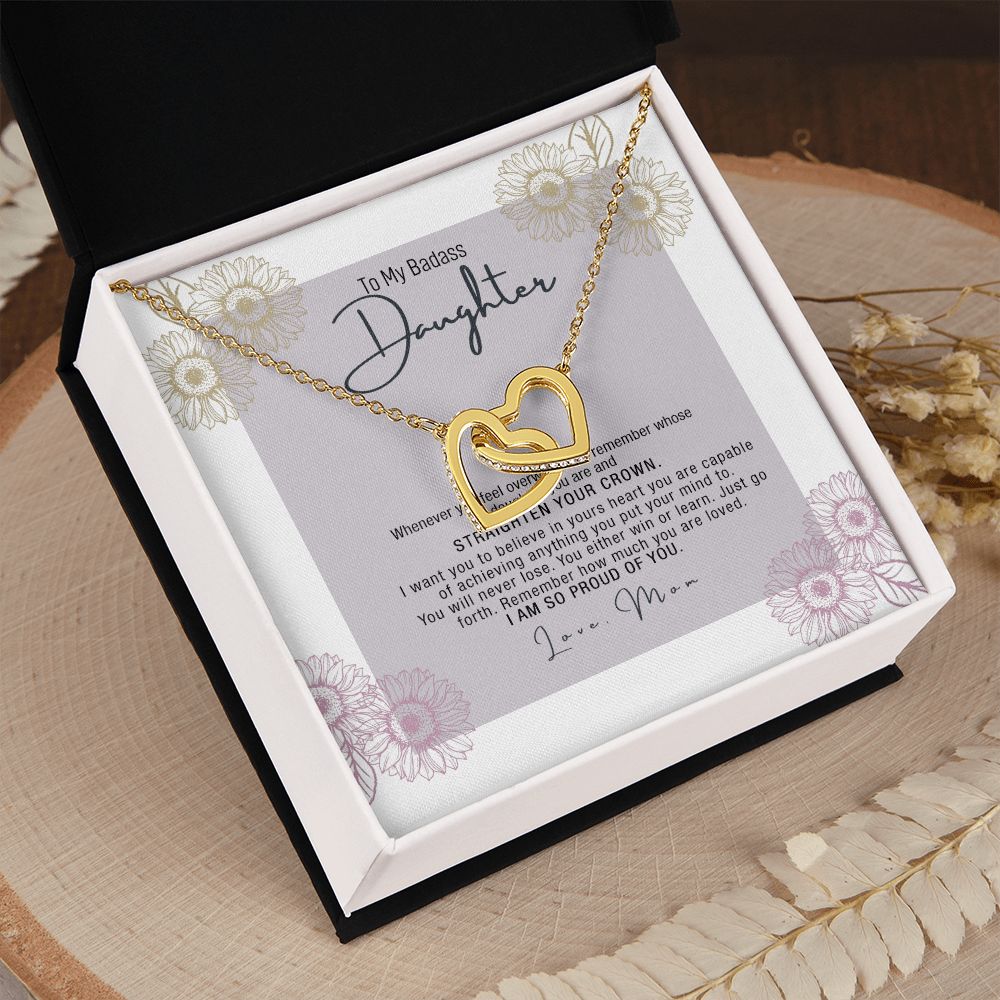 Bonus Daughter Gifts From Stepdad, Step Daughter Gifts From Stepmom, Stepdaughter Gifts From Stepdad, Father Stepdaughter Necklace, To My Bonus Daughter Necklaces, Christmas Gifts For Bonus5 Interlocking Hearts Necklace