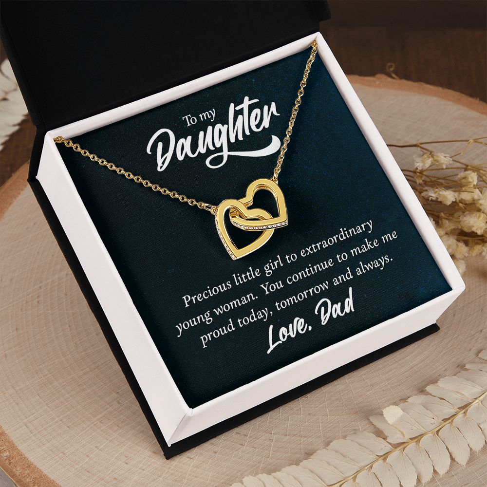 To My Daughter Necklaces Pendants - Father and Daughter Necklace - Gift from Daddy - Luxury Necklace Silver On Birthday, Anniversary - Includes Gift Box Interlocking Hearts Necklace