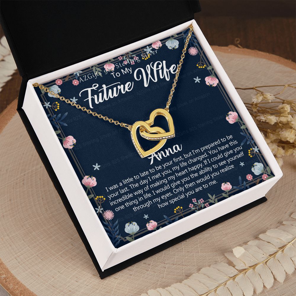 To My Future Wife Necklace With Box Card Gift for Soulmate Pendant Jewelry Birthday Gift For Her From Boyfriend One Year Anniversary For Girlfriend Fiance Jewelry Interlocking Hearts Necklace