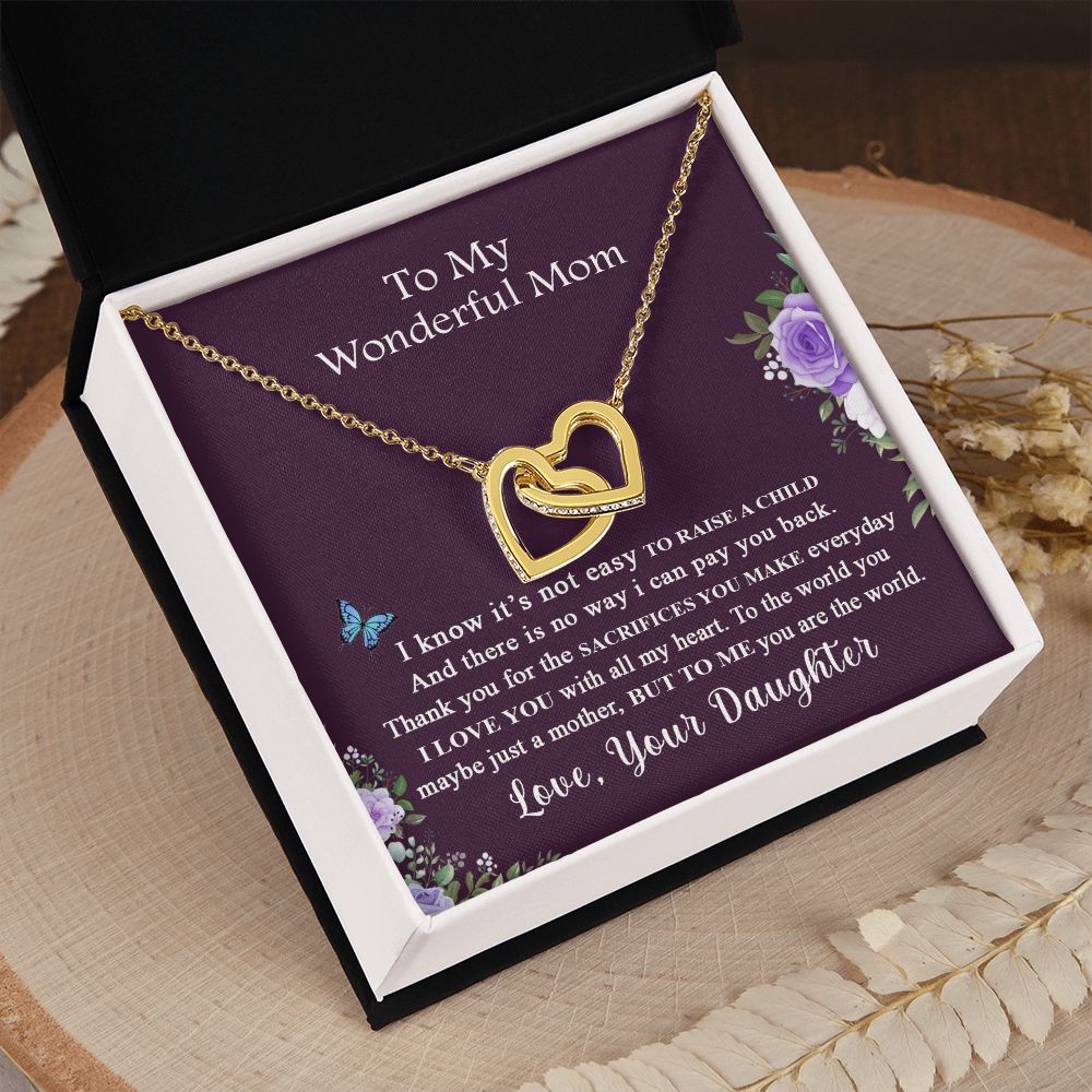 Mom Necklace Gifts for Mom from Daughter to Mom Gifts for Mothers Day from Daughter, To My Mom Necklace from Daughter to Mom Birthday Gifts Necklace with Message Card and Gift Box2231 Interlocking Hearts Necklace