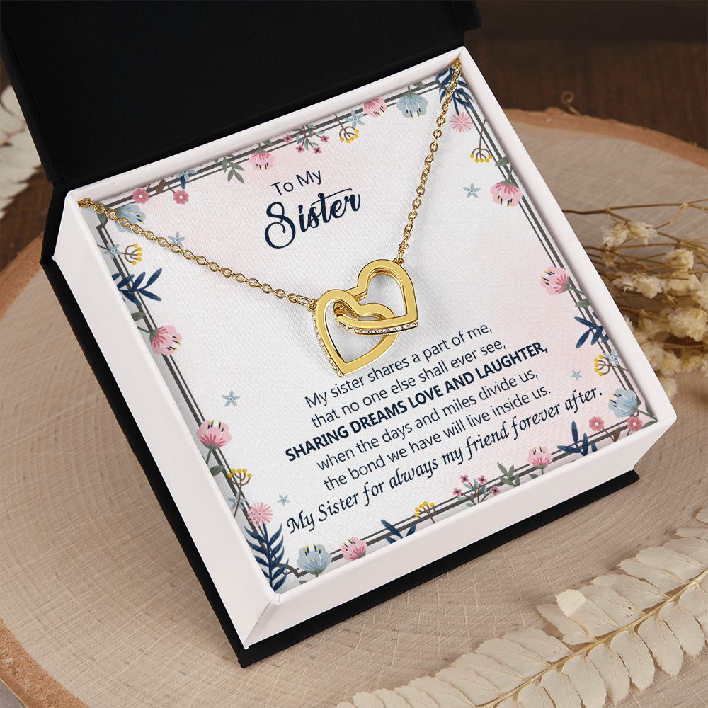 To My Sister Necklace Pendant Inspirational Jewelry For Women Teen Girl Family and Friendship Gifts Sisters Gifts Idea Sister Jewelry Necklace for Sisters Gift for Sister 301 Interlocking Hearts Necklace