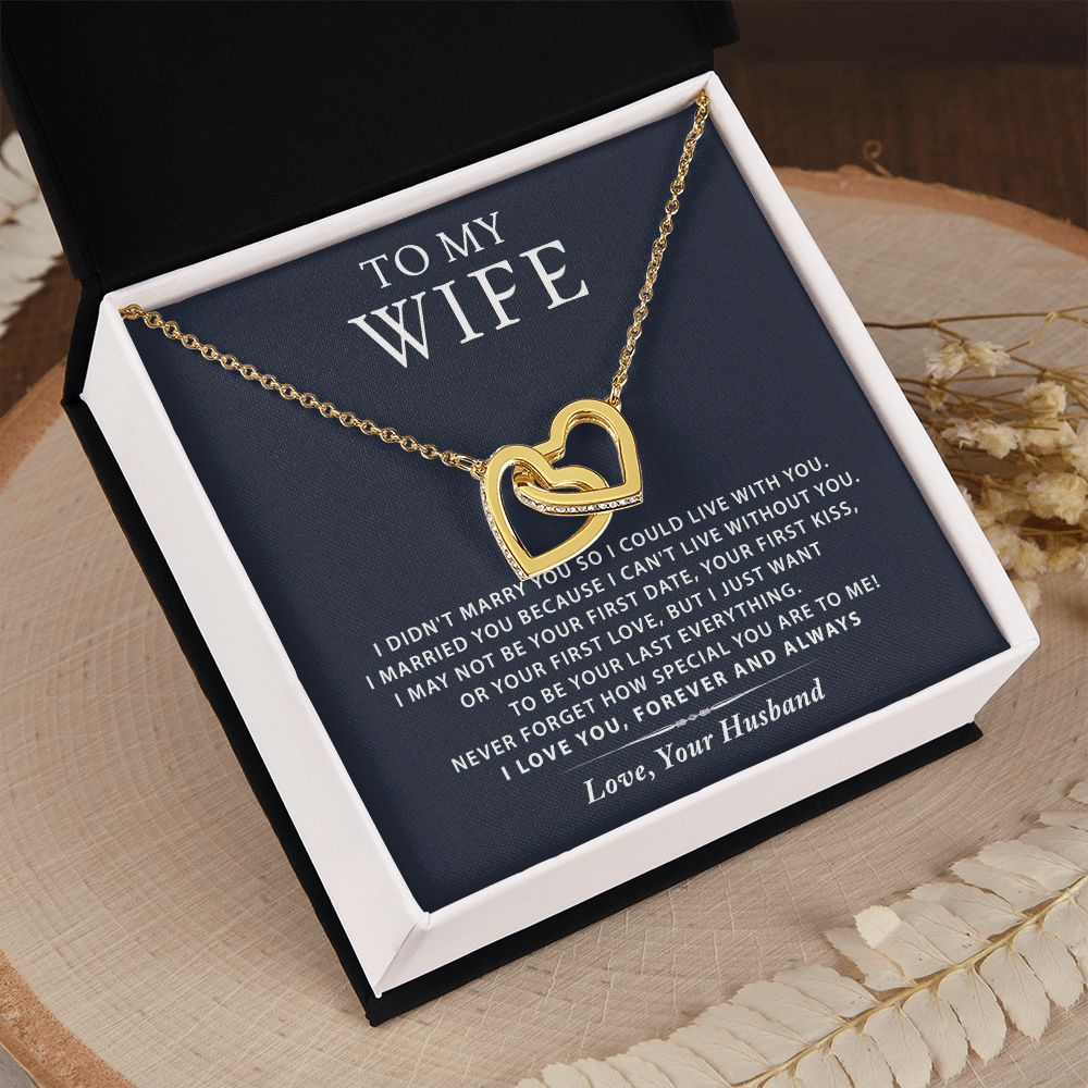 To My Wife Necklace from Husband, Personalized Necklace for Women, Luxury Necklace for Wife from Man Men, Wedding Anniversary Present For Wife, Beautiful Wife Jewelry Christmas Birthday Gift For Wife16 Interlocking Hearts Necklace