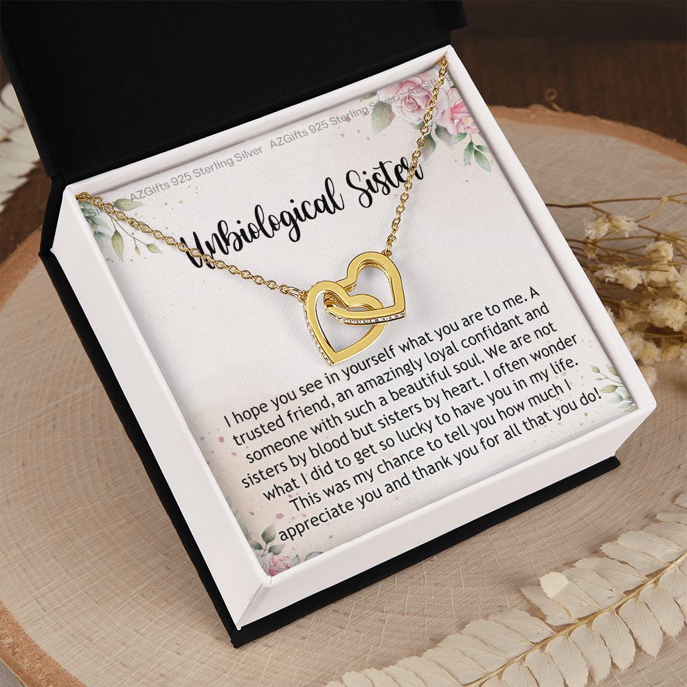 Gifts For Unbiological Sister, Unbiological Sister Gift, Unbiological Sister Gift Birthday, Gift For Best Friends Birthday, Best Friend Gift Interlocking Hearts Necklace