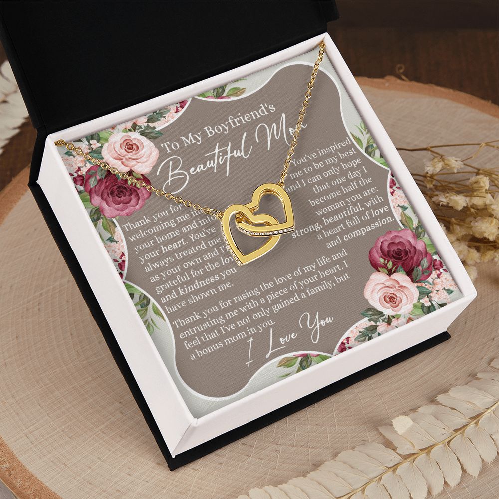 To My Boyfriend's Mom Necklace, Sentimental Gifts For Boyfriend's Mom, Necklace for Boyfriend's Mom, Thank You Gift for Boyfriend's Mom, Mothers Day Gift for Boyfriend's Mom Interlocking Hearts Necklace