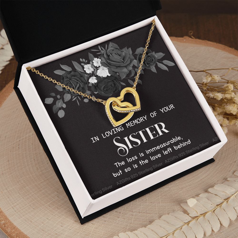 In Memory Of Your Sister, Sympathy Gift Loss Of Sister, Sympathy Gift Box, Loss Of Sister Necklace, Loss Of Sister, Loss Of A Sister Interlocking Hearts Necklace
