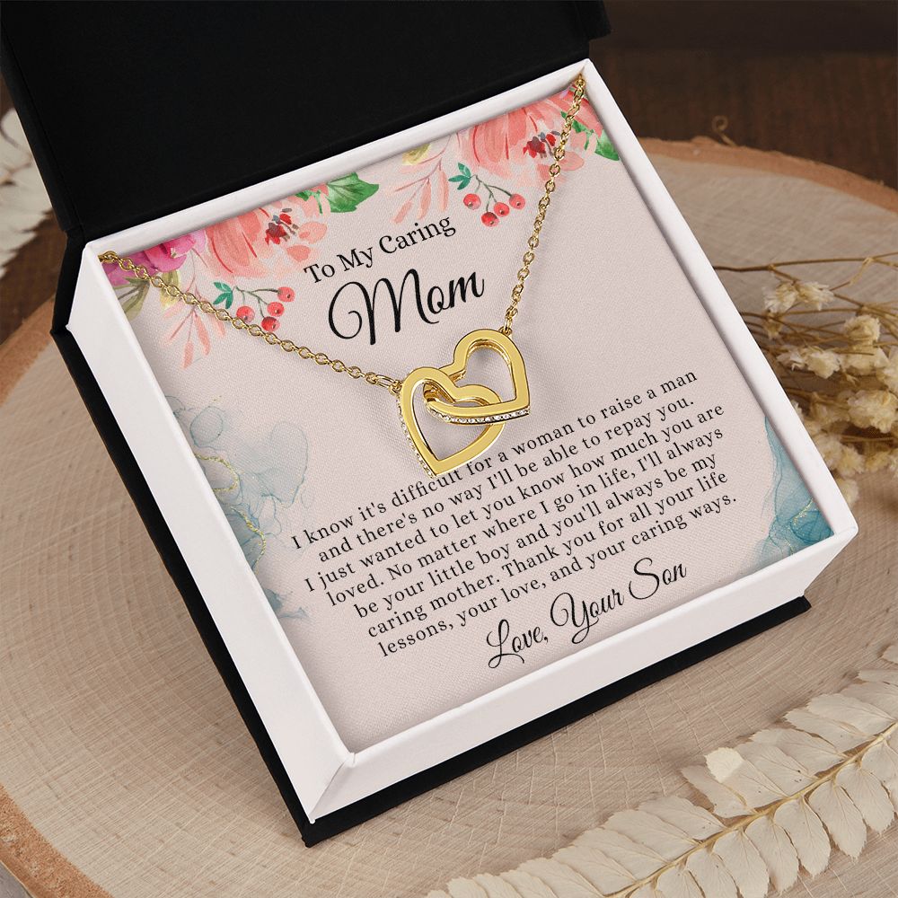 To My Mom Necklace, Mom Gift From Son, Mom gifts, Gift for Mom From Son, Mom Mothers Day Gift From Son, To my Mom Necklace, Mom Gift Necklace, Mother Birthday Gift From Son Interlocking Hearts Necklace