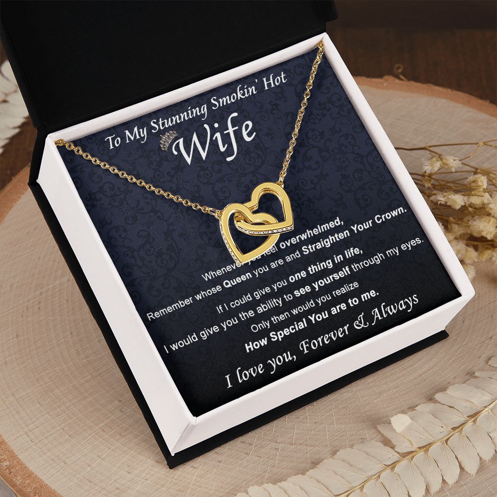 To My Wife Necklace from Husband, Personalized Necklace for Women, Luxury Necklace for Wife from Man Men, Wedding Anniversary Present For Wife, Beautiful Wife Jewelry Christmas Birthday Gift For Wife21 Interlocking Hearts Necklace