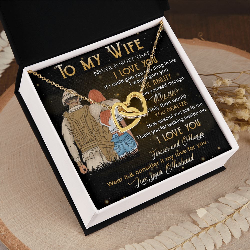 Birthday Gifts For Wife, Necklace Gifts For Wife From Husband, To My Wife Jewelry For Women , To My Wife Necklace  from Husband Wedding Anniversary Present For Wife, Beautiful Wife Jewelry Christmas21 Interlocking Hearts Necklace