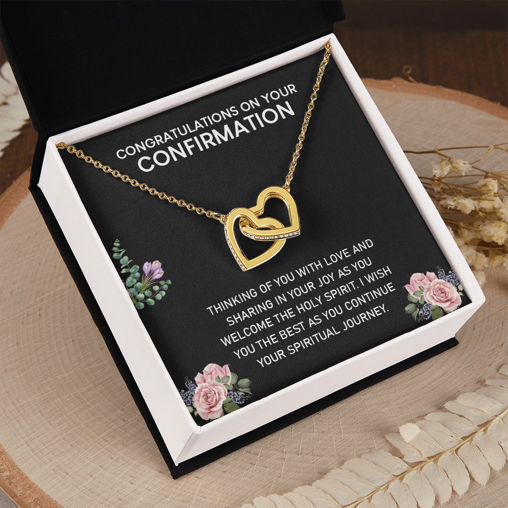 Congratulations On Your Confirmation Love Knot Necklace, Confirmation Gift Interlocking Hearts Necklace