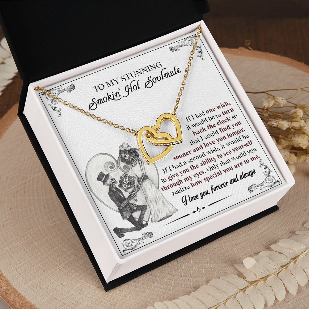 To My Soulmate Necklace for Women Birthday Valentines Day Jewelry Gifts For My Wife with Message Card Box Personalized Gift Present Pendant for Future Wife Soulmate Girlfriend Love 6 Interlocking Hearts Necklace