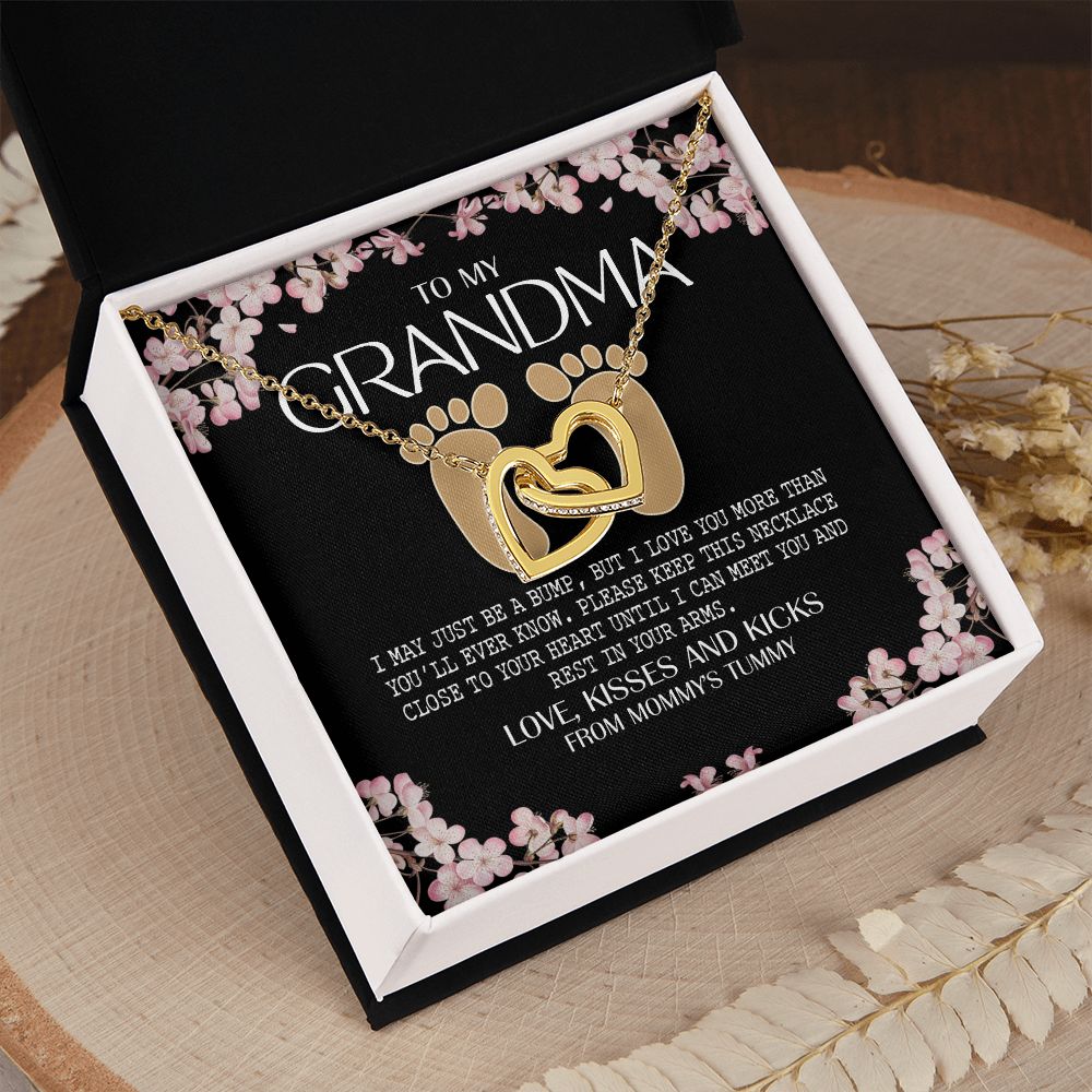 To My Grandma Necklace, Gift for Grandmother Necklace, Mothers Day Gift For Grandma Nana, Grandma Jewelry From Grandchildren GrandKids , Jewelry Box Gift For Grandma Grandmother16 Interlocking Hearts Necklace