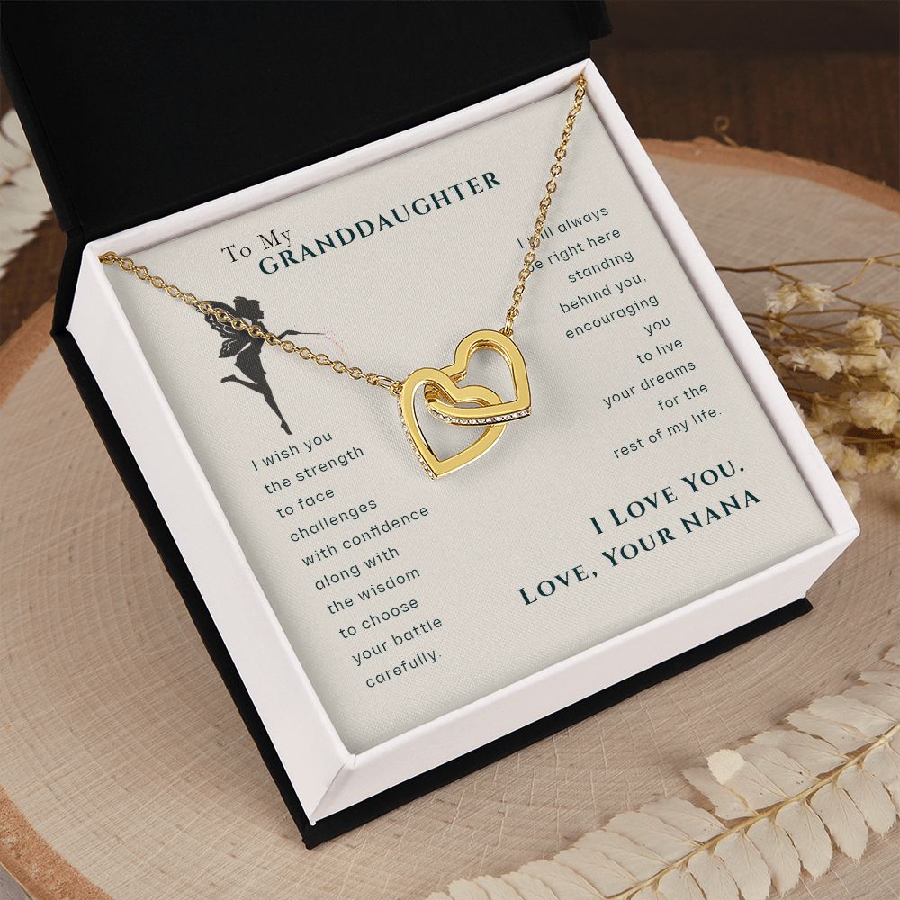 To My Granddaughter Dragonfly Necklace, Gift for Granddaughter From Nana Interlocking Hearts Necklace