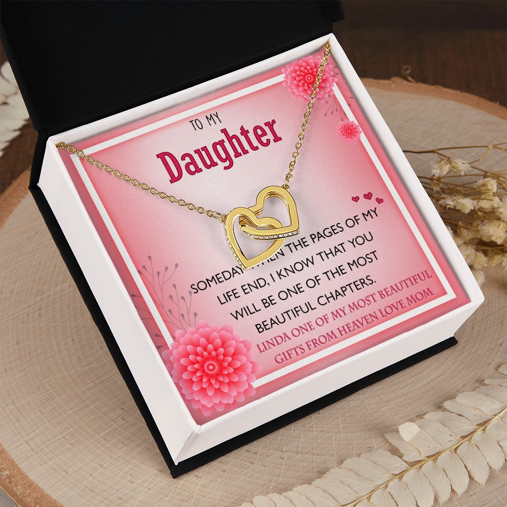 To My Daughter Gift Necklace from Mom, Mother and Daughter Necklace for Girls, Mother Daughter Gift Ideas, Jewelry Pendant Interlocking Hearts Necklace