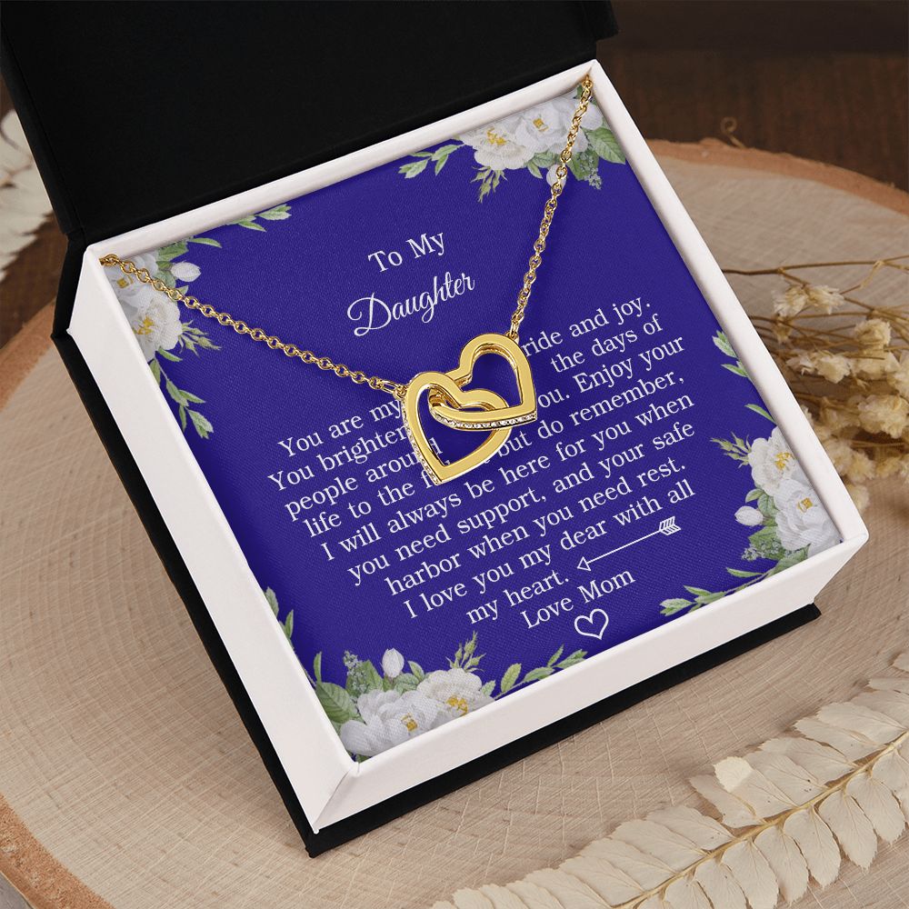 Mother Daughter Gift Ideas, To My Daughter Gift Necklace from Mom, Jewelry Pendant Present for Daughter, Birthday Christmas Gift Graduation Gifts for Daughters, Mother and Daughter Necklace 2137 Interlocking Hearts Necklace