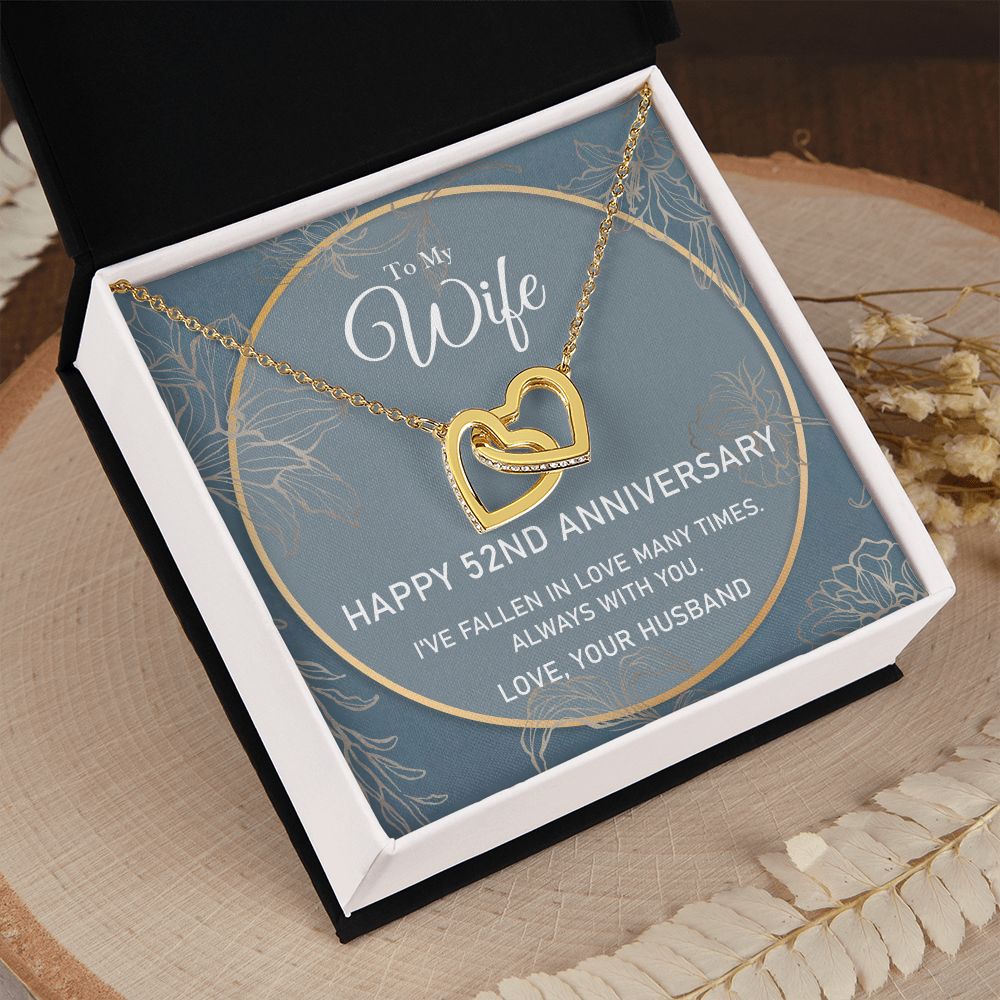 To My Wife Necklace from Husband, Personalized Necklace for Women, Luxury Necklace for Wife from Man Men, Wedding Anniversary Present For Wife, Beautiful Wife Jewelry Christmas Birthday Gifts For Wife5 Interlocking Hearts Necklace