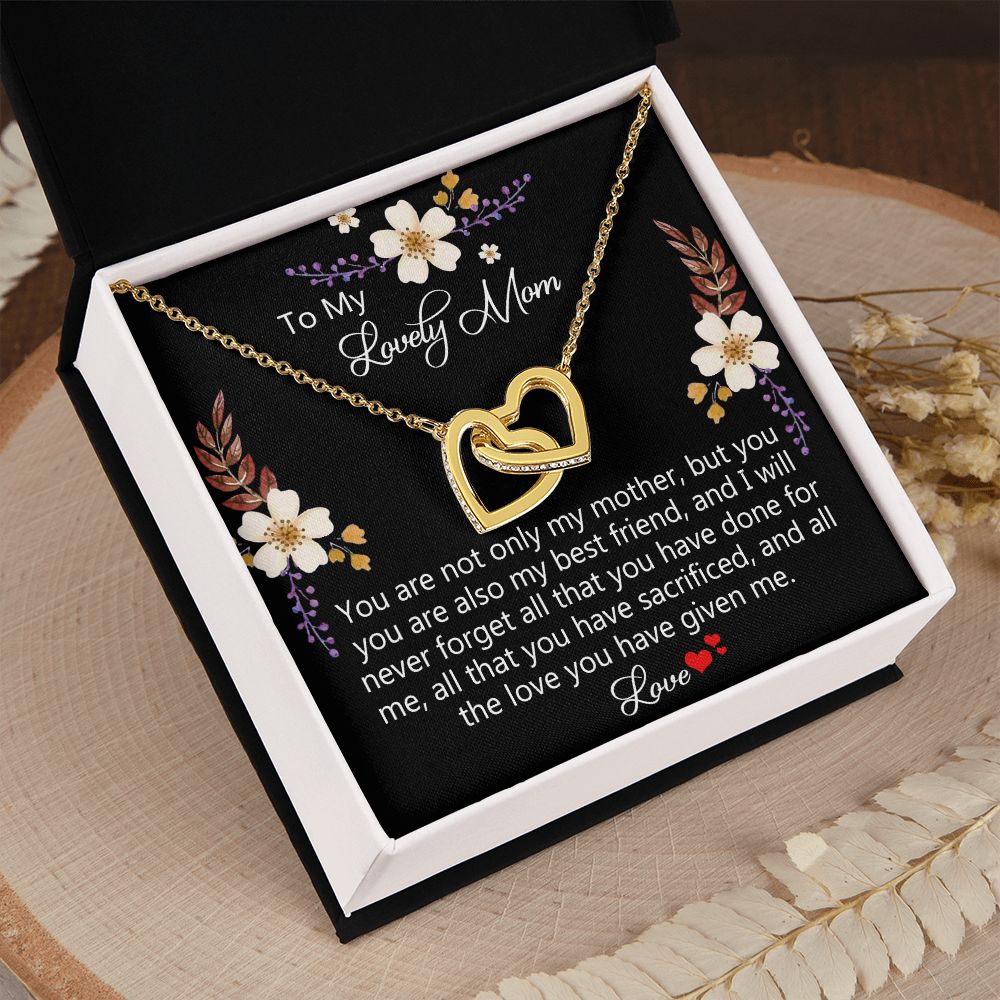 To My Mom Necklace, Gift For Mom, Mother's Day Gift from Daughter, Mom Jewelry Gift for Mothers Day, Birthday Gift for Mother, Moms Gift from Daughter Son, Necklace for Mom Mother15 Interlocking Hearts Necklace