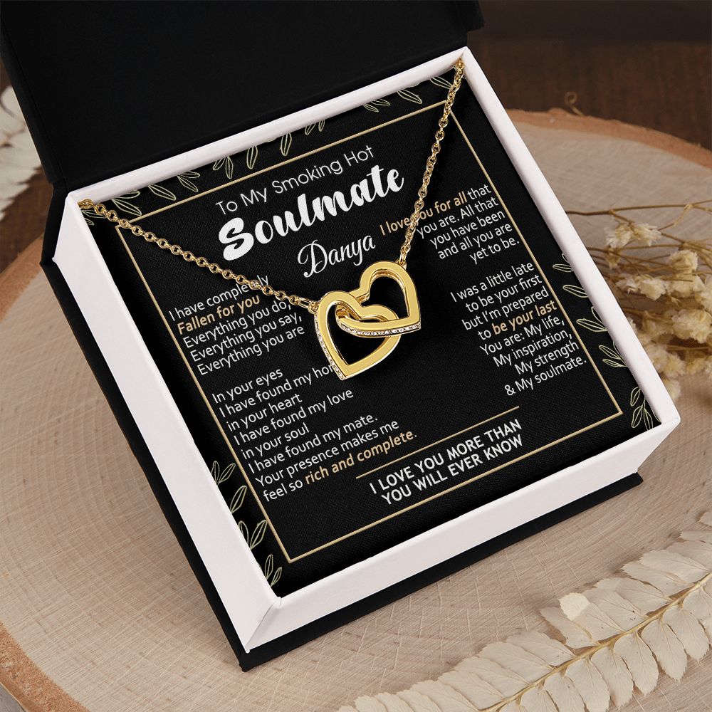 To My Smokin Hot Soulmate Necklace - Wife Gifts From Husband To My Wife Necklace, Gift for Her Romantic, Girlfriend Gifts Necklace for Wife from Men Includes Message Card and Gift Box 7 Interlocking Hearts Necklace