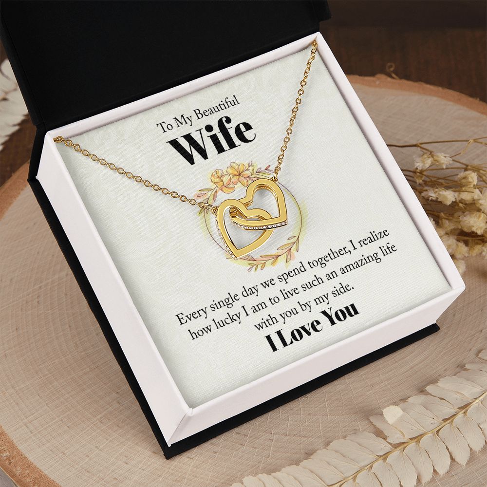 To My Beautiful Wife Necklace, Wedding Anniversary Jewelry For Women, Necklace For Wife from Husband, Gifts For Wife Birthday Gifts Necklace, Jewelry With Message Card In A Gift Box