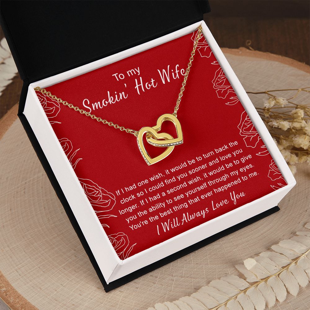 To My Wife Necklace from Husband, Personalized Necklace for Women, Luxury Necklace for Wife from Man Men, Wedding Anniversary Present For Wife, Beautiful Wife Jewelry Christmas Birthday Gifts For Wife4 Interlocking Hearts Necklace