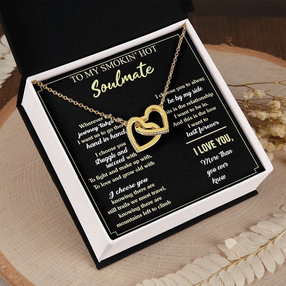 To My Soulmate Necklace for Women Birthday Valentines Day Jewelry Gifts For My Wife with Message Card Box Personalized Gift Present Pendant for Future Wife Soulmate Girlfriend Love 7 Interlocking Hearts Necklace