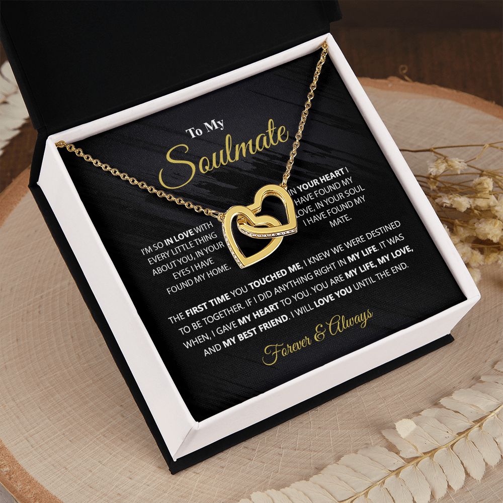 To My Soulmate Necklace for Women Birthday Christmas Jewelry Gifts For My Wife with Message Card Box Personalized Gift Present Pendant for Future Wife Soulmate Girlfriend Love 1 Interlocking Hearts Necklace