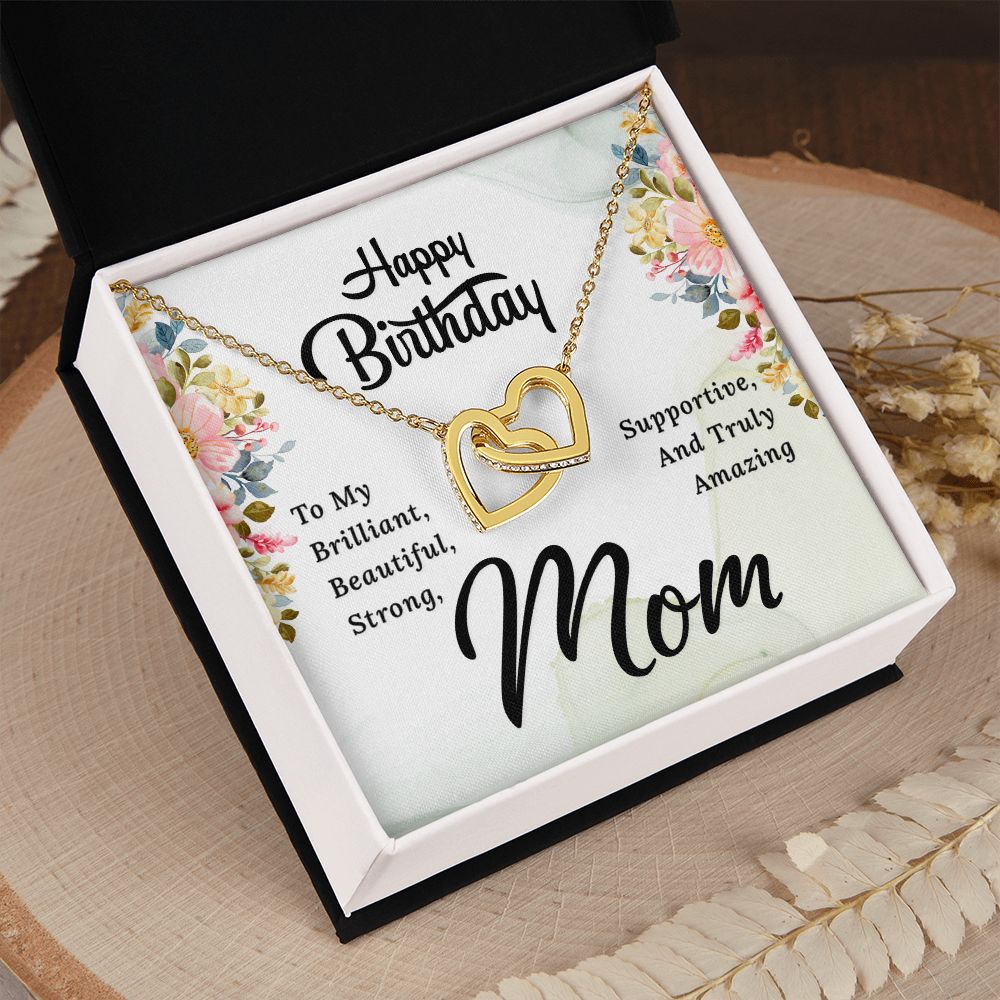 Mom Necklace Gifts for Mom from Daughter to Mom Gifts for Mothers Day from Daughter, To My Mom Necklace from Daughter to Mom Birthday Gifts Necklace with Message Card and Gift Box2229 Interlocking Hearts Necklace