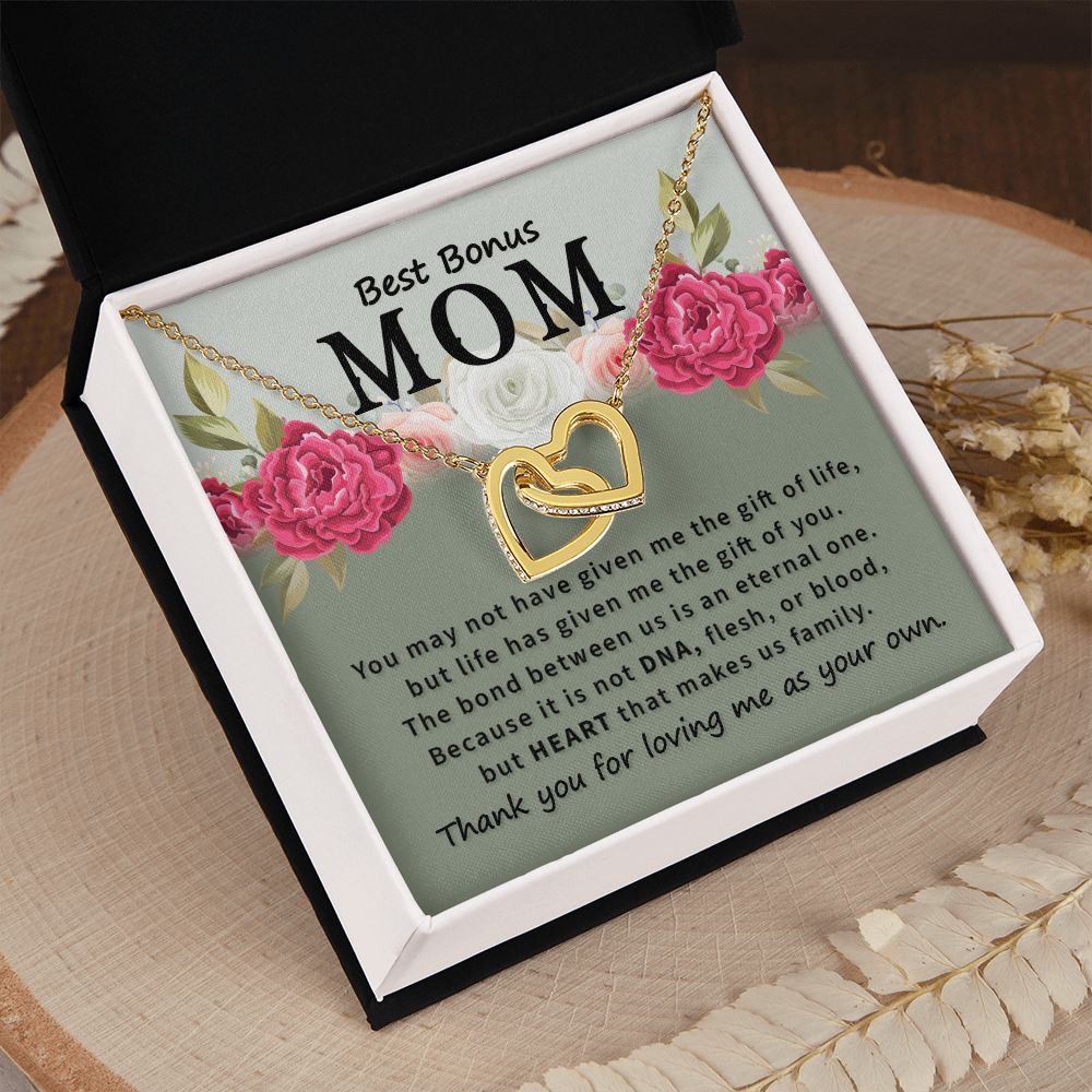 Mother Daughter Necklace as Daughter Gift from Mom, Mom Necklace as Christmas Gift for Mom from Son, Birthday Gift for Mother in Law Necklace, Bonus Mom Gifts for Step Mom Necklace2 Interlocking Hearts Necklace