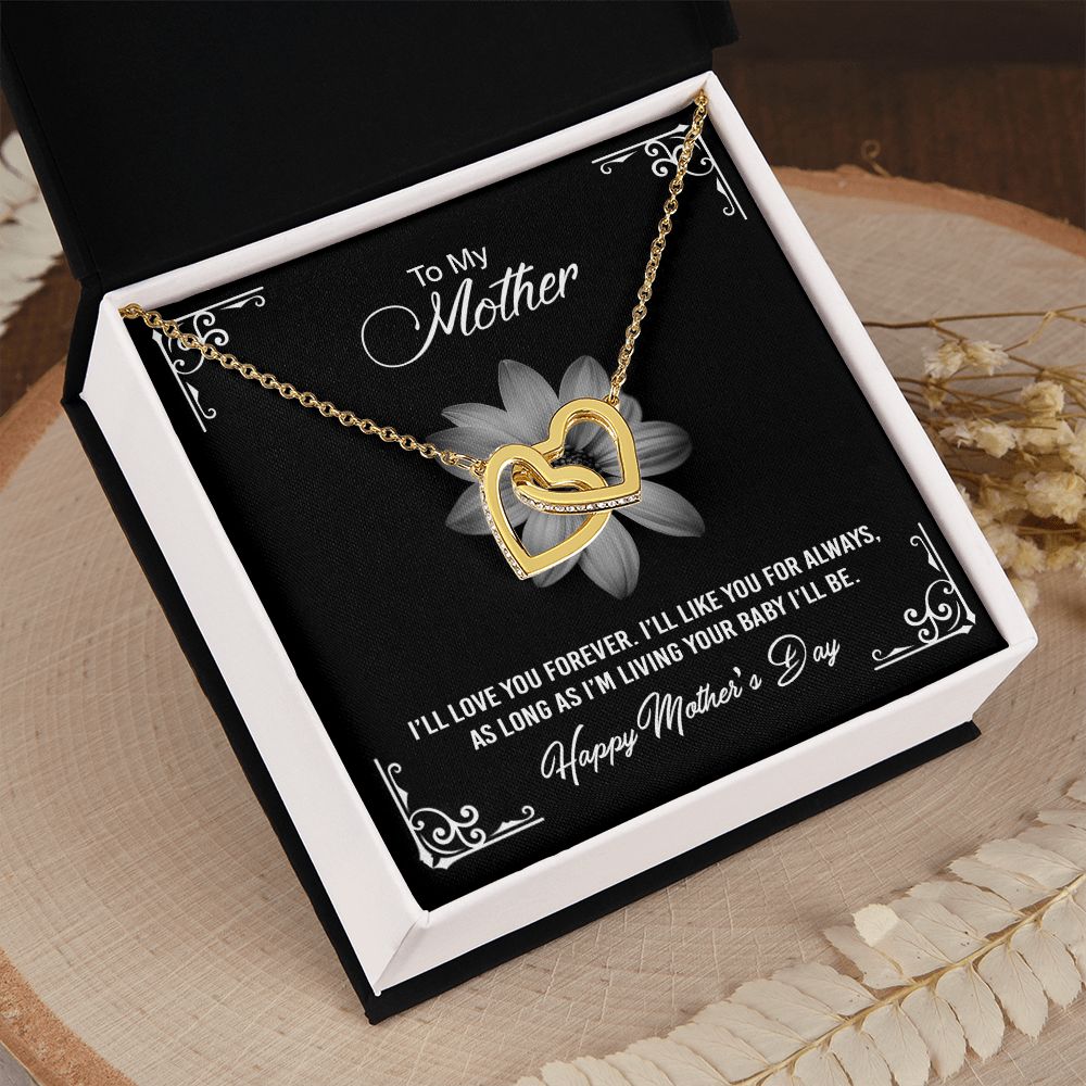 Mom Necklace Gifts for Mom from Daughter to Mom Gifts for Mothers Day from Daughter, To My Mom Necklace from Daughter to Mom Birthday Gifts Necklace with Message Card and Gift Box2247 Interlocking Hearts Necklace