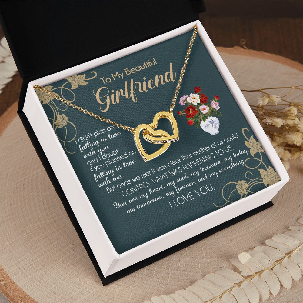 To My Girlfriend Necklace Valentine Gift From Boyfriend Necklace for Girlfriend Interlocking Hearts Necklace