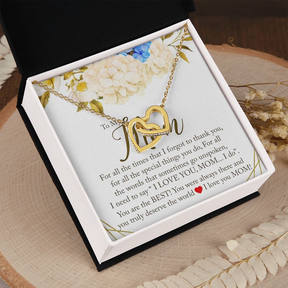 To My Mom Necklace, Gift For Mom, Mother's Day Gift from Daughter, Mom Jewelry Gift for Mothers Day, Birthday Gift for Mother, Moms Gift from Daughter Son, Necklace for Mom Mother 16 Interlocking Hearts Necklace