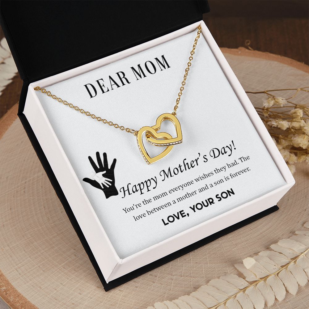 2Mom Necklace Gifts for Mom from Daughter to Mom Gifts for Mothers Day from Daughter, To My Mom Necklace from Daughter to Mom Birthday Gifts Necklace with Message Card and Gift Box2228 Interlocking Hearts Necklace
