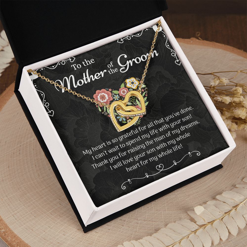 Mother of the Groom Sunflower Bracelet from Bride, Mother of the Groom Jewelry, Unique Mother Of The Groom Wedding Gift, Mom of Groom Gift Interlocking Hearts Necklace