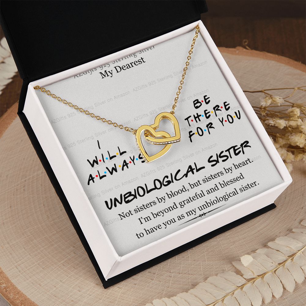 To My Unbiological Sister Necklace Pendant Gift for Soul Sister Unbiological Sister Gift for Women Girls My Unbiological Sister Jewelry Birthday Gift Idea 301 Interlocking Hearts Necklace