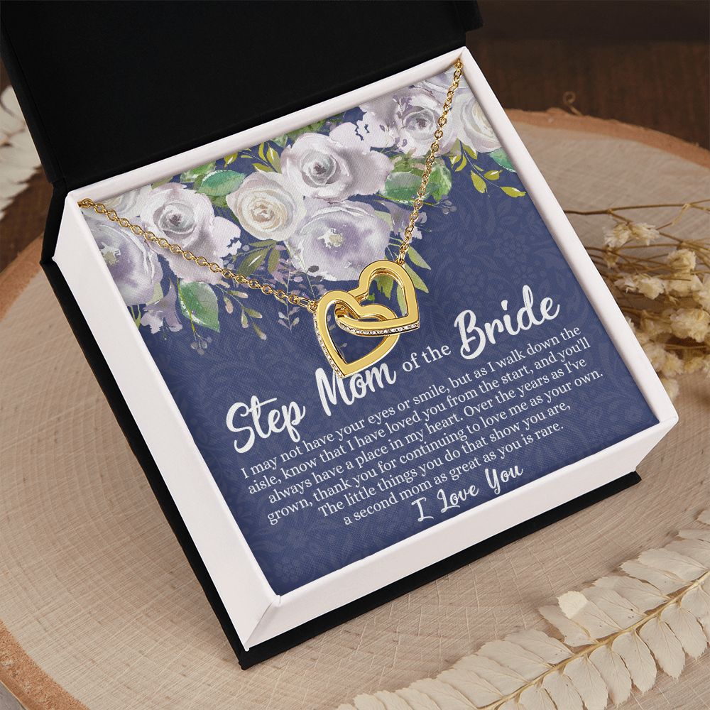 To My Stepmother of the Bride Necklace, Stepmother of the Bride Gifts Idea, Necklace for Stepmom of the Bride Gifts, Wedding Gifts for Stepmom, Gifts for Step Mother of the Bride Interlocking Hearts Necklace