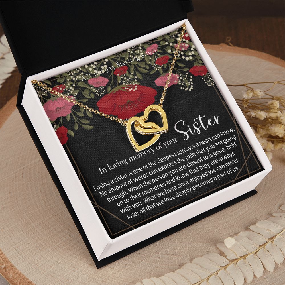 In Loving Memory of Your Sister Necklace Grief Gifts for Grieving Gift for Memorial Pendant Necklace Gifts for Remembrance Gifts for Bereavement Gifts Sorry for Your Loss 301 Interlocking Hearts Necklace