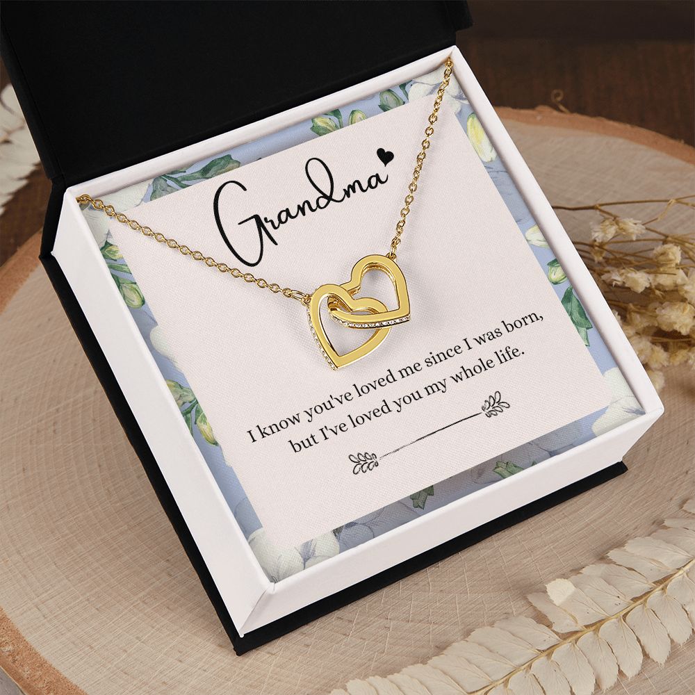 To My Grandma Necklace, Gift for Grandmother Necklace, Mothers Day Gift For Grandma Nana, Grandma Jewelry From Grandchildren GrandKids , Jewelry Box Gift For Grandma Grandmother9 Interlocking Hearts Necklace