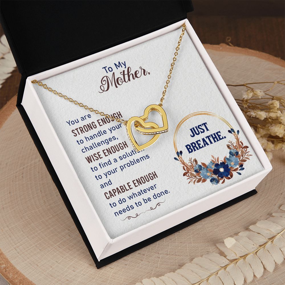 To My Mother Necklace Pendant Gift From Daughter In Law Necklace Strong Enough Gift For To Mom Happy Mother's Day Mother In Law Gift On Birthday Anniversary Gift 30821 Interlocking Hearts Necklace