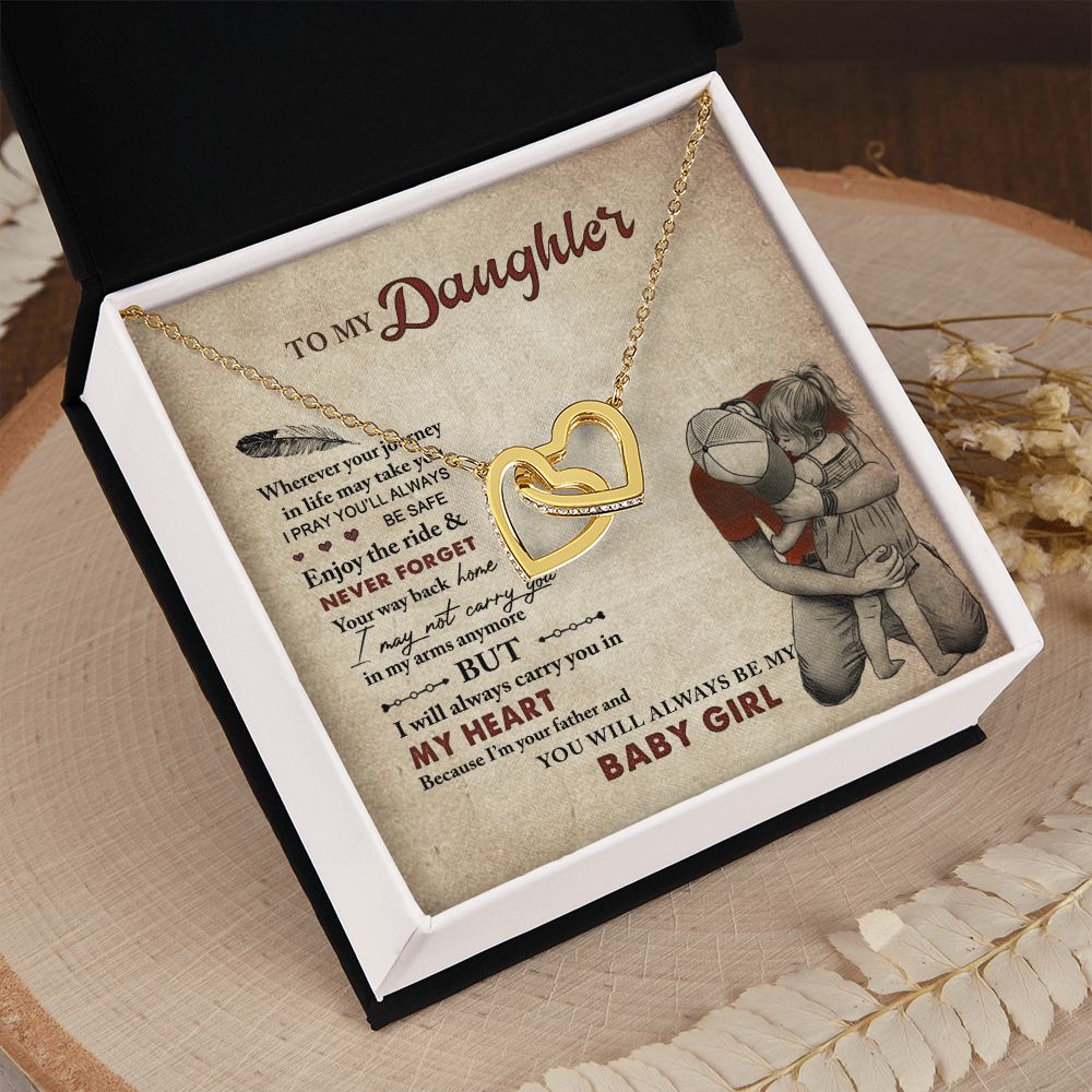 To My Daughter Necklaces Pendants - Father and Daughter Necklace - Gift from Daddy - Luxury Necklace Silver On Birthday, Anniversary - Includes Gift Box Interlocking Hearts Necklace