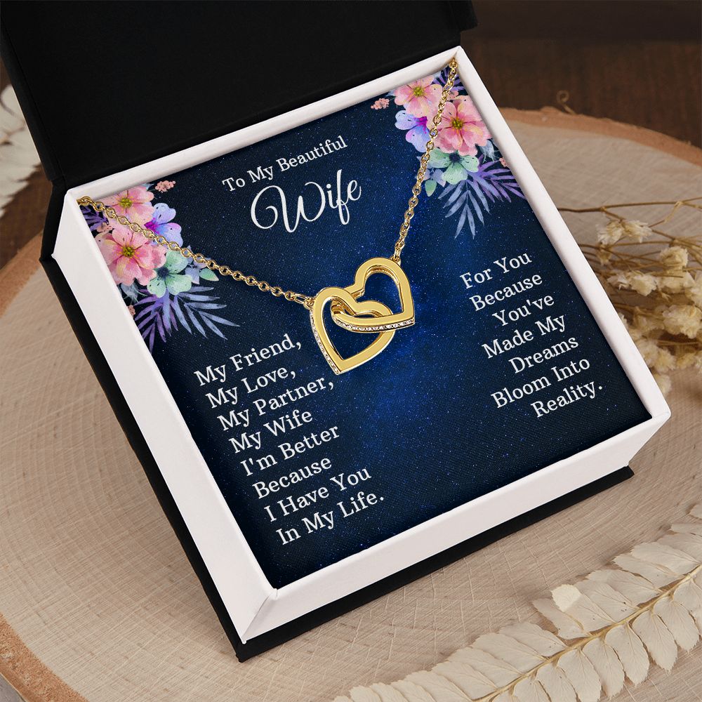 To My Beautiful Wife Necklace, Wedding Anniversary Jewelry For Women, Necklace For Wife from Husband, Gifts For Wife Birthday Gifts Necklace, Jewelry With Message Card In A Gift Box