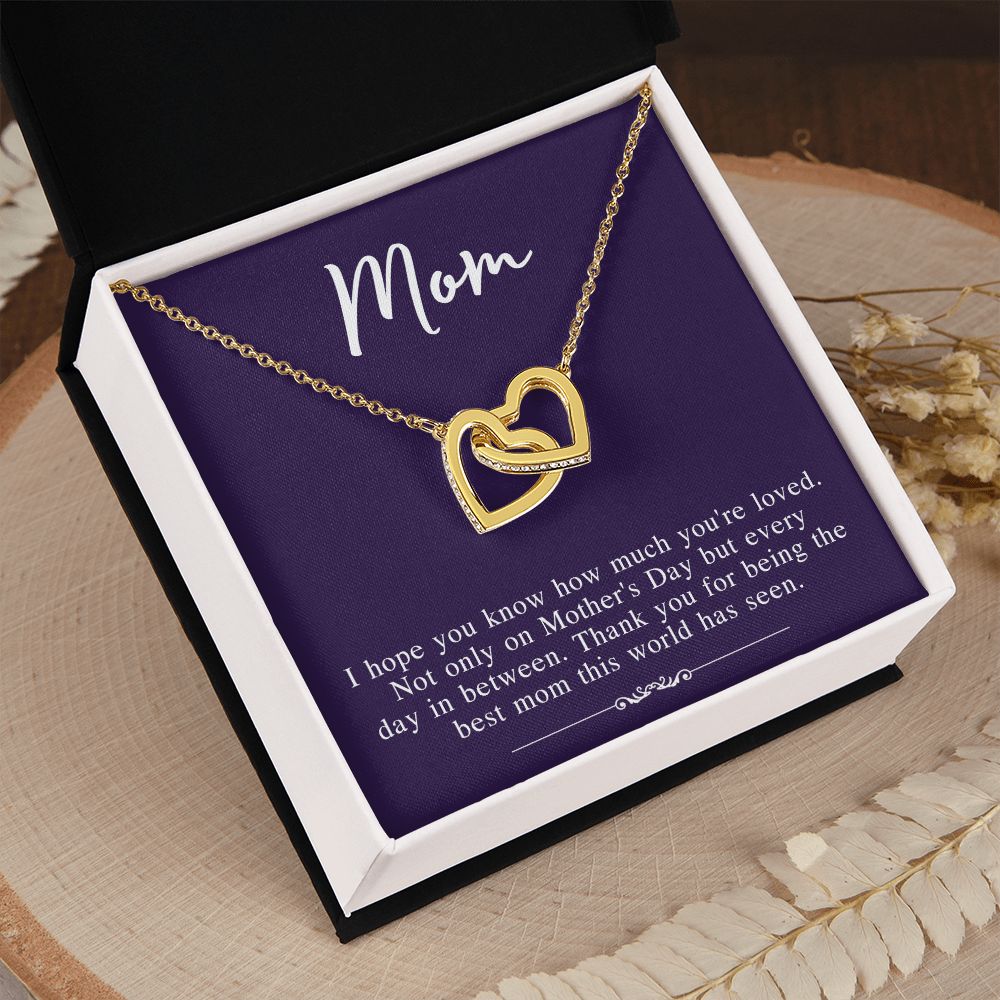 Mom Necklace Gifts for Mom from Daughter to Mom Gifts for Mothers Day from Daughter, To My Mom Necklace from Daughter to Mom Birthday Gifts Necklace with Message Card and Gift Box2239 Interlocking Hearts Necklace