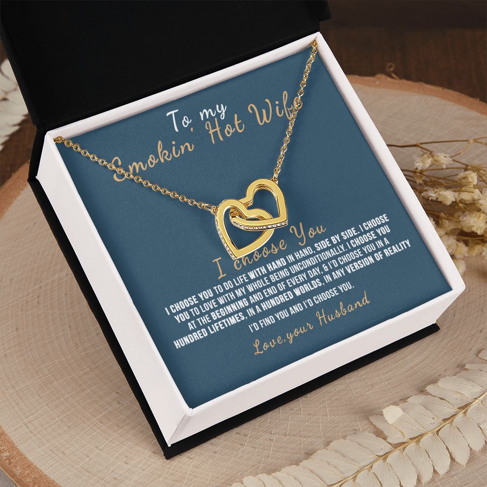 To My Wife Necklace from Husband, Personalized Necklace for Women, Luxury Necklace for Wife from Man Men, Wedding Anniversary Present For Wife, Beautiful Wife Jewelry Christmas Birthday Gift For Wife12 Interlocking Hearts Necklace