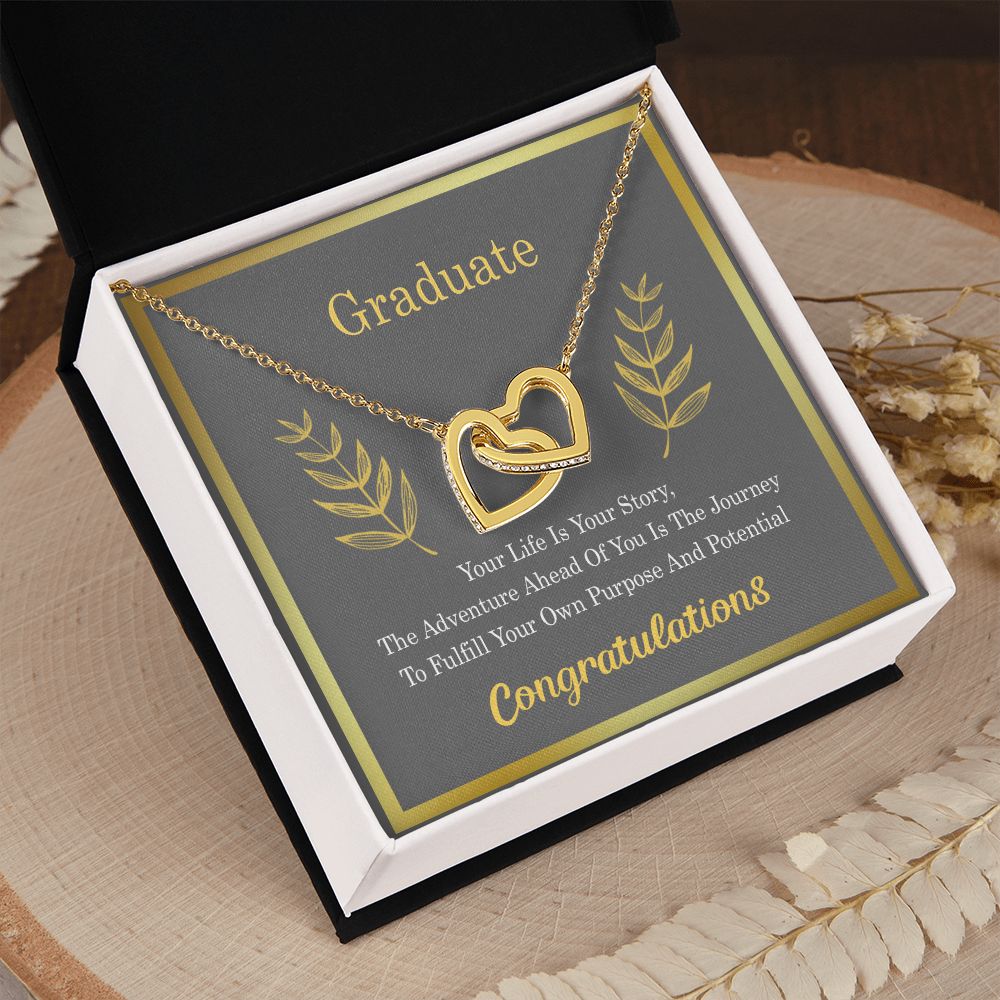 Graduation Gift For Daughter, University Graduate Gift, Graduation Gift For Her Congrats Graduation Pendants Gift For Daughter, Granddaughter, Niece, Sister Interlocking Hearts Necklace