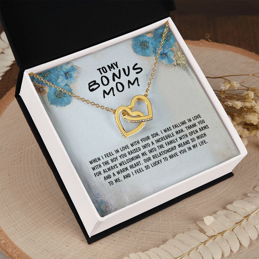 Mother Daughter Necklace as Daughter Gift from Mom, Mom Necklace as Christmas Gift for Mom from Son, Birthday Gift for Mother in Law Necklace, Bonus Mom Gifts for Step Mom Necklace4 Interlocking Hearts Necklace