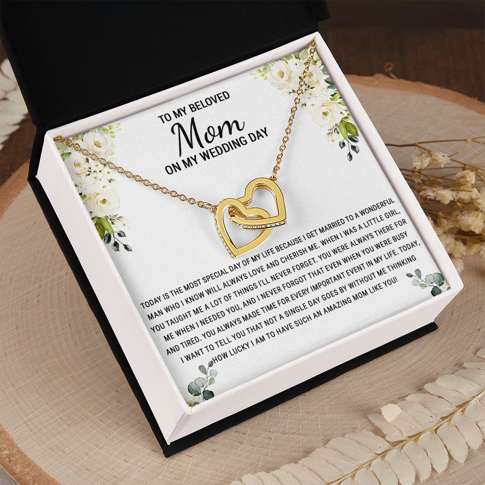 To My Mom Necklace, Gift For Mom, Mother's Day Gift from Daughter, Mom Jewelry Gift for Mothers Day, Birthday Gift for Mother, Moms Gift from Daughter Son, Necklace for Mom Mother 1 Interlocking Hearts Necklace