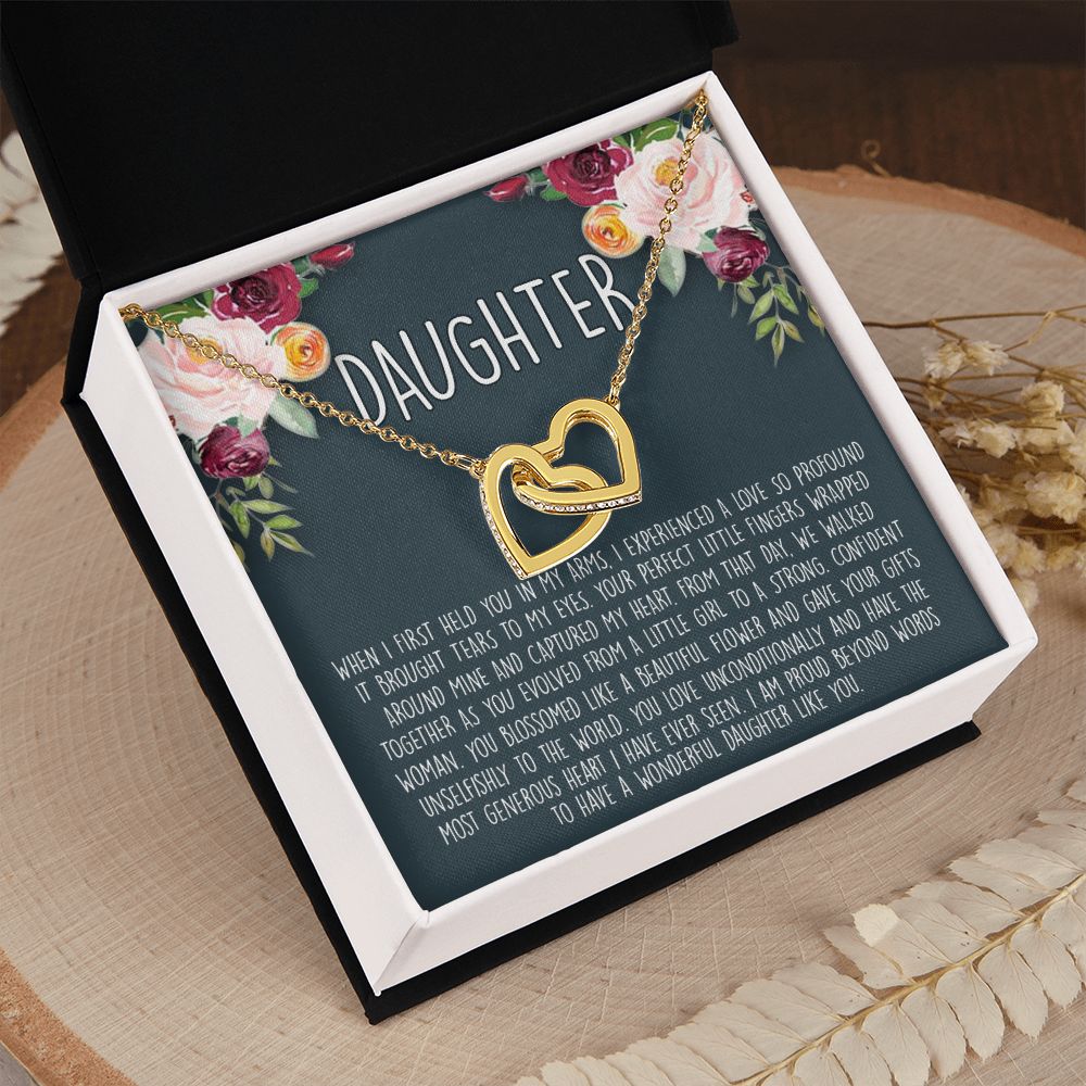 Daughter Necklace Gift for Daughter, Daughter Jewelry, Mother Daughter Interlocking Hearts Necklace